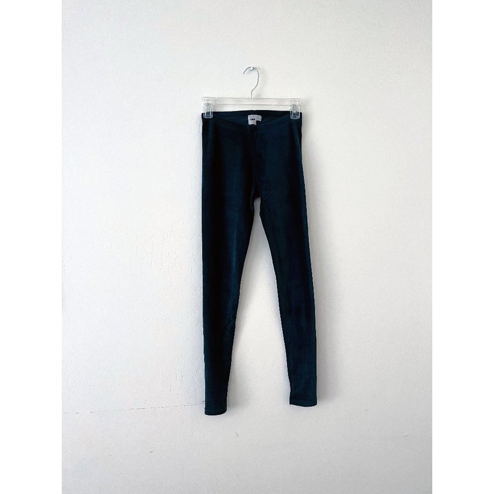 ASOS Velvet Ribbed Leggings in Green, US 4